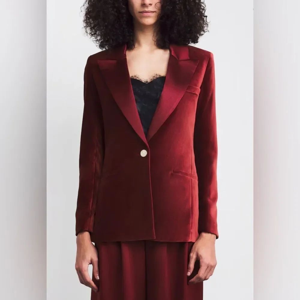 ALICE + OLIVIA Velvet Single-Breasted Blazer size 12